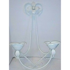 Sunroom Wall Art Metal Enamel Hanging Candle Holders Candleholders 17" Tall Deco